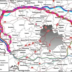 Trasa od Krakowa do Zakopanego, z zaznaczonymi autostradami i proponowanymi korytarzami dróg ekspresowych.