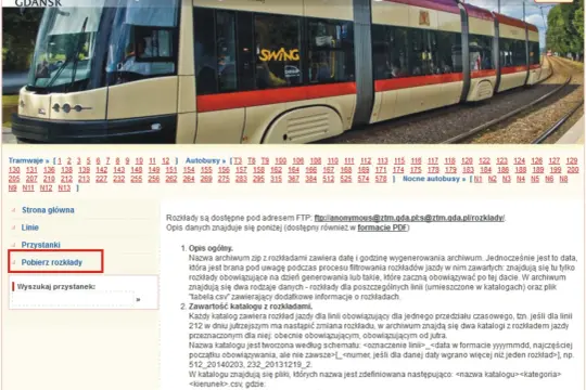 Pobierz rozkłady jazdy autobusów Gdańsk. Strona oferuje dostęp do archiwów z rozkładami jazdy tramwajów i autobusów.