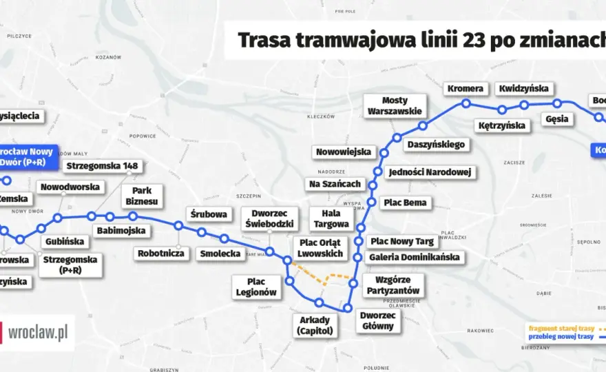 Linia 23 Wrocław - Rozkład, trasa, wskazówki. Jedź sprawnie!