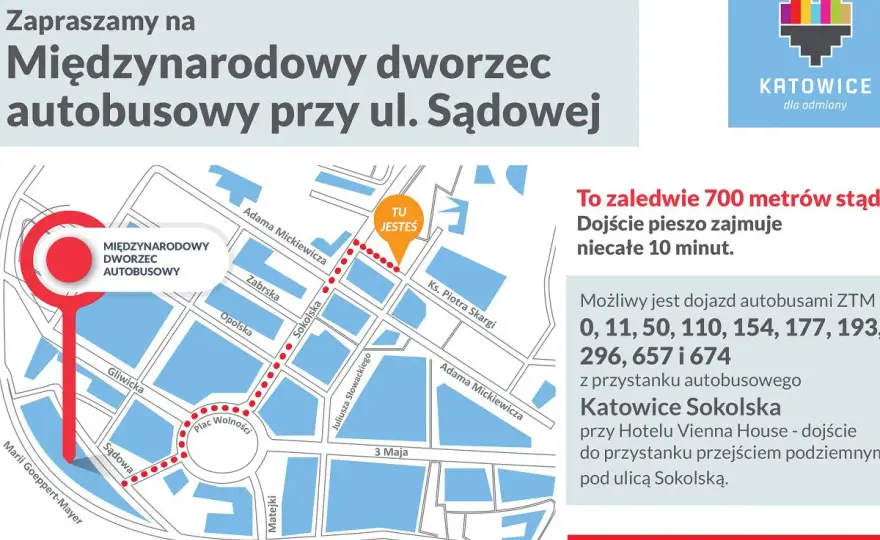 Jak dojechać z dworca w Katowicach na Medyków? - Sprawdź linie i trasę