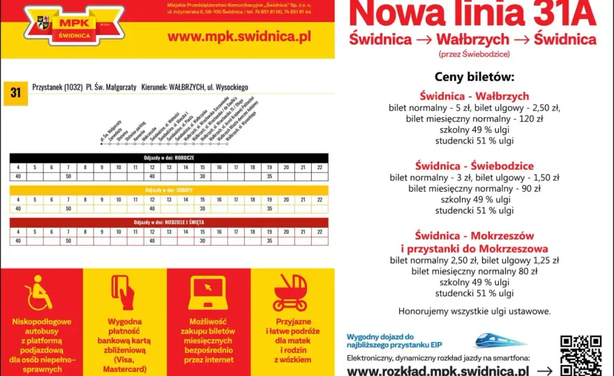 Wałbrzych - Świdnica cennik - Ile kosztuje bilet na linii 31A?