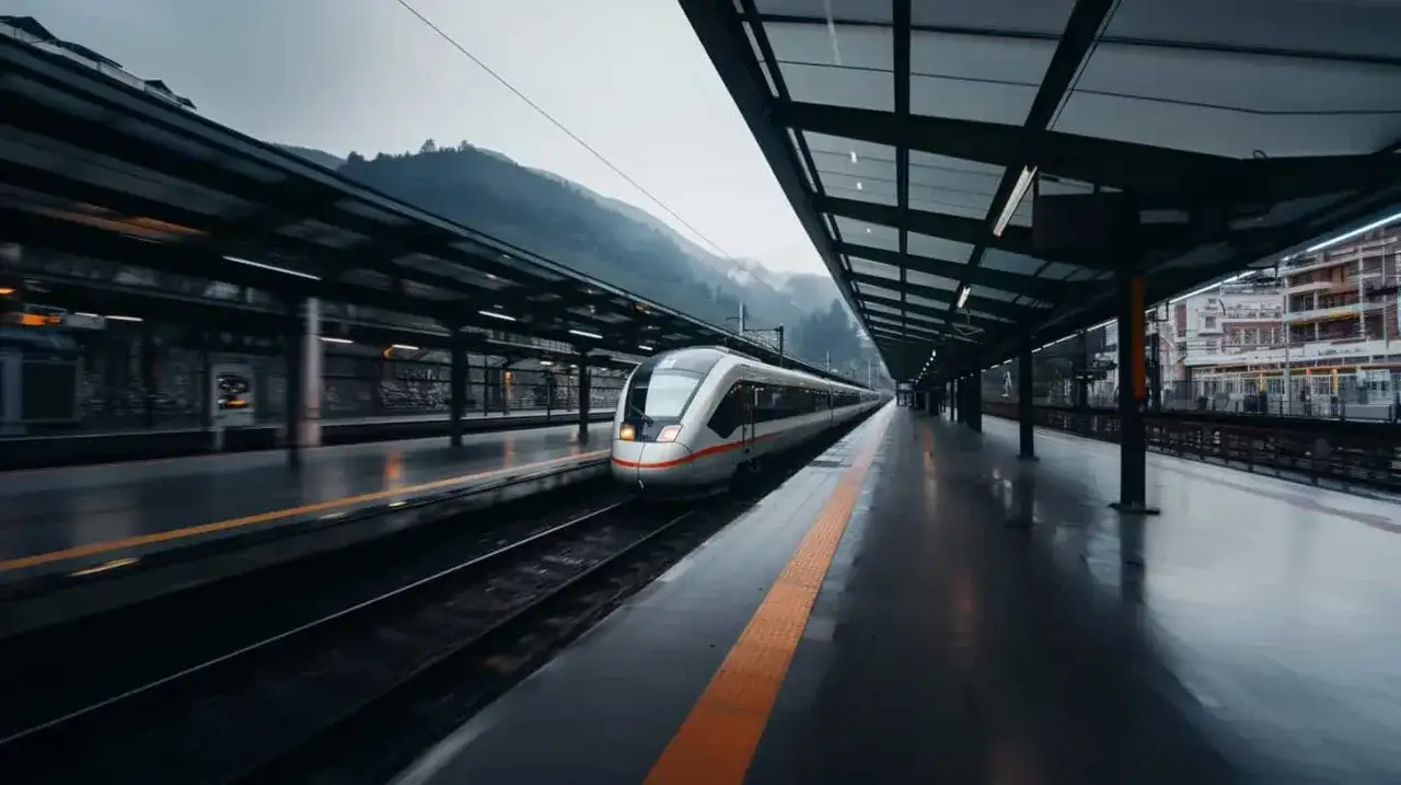 Pociąg Pendolino na stacji, gotowy do podróży z Neapolu do Salerno.