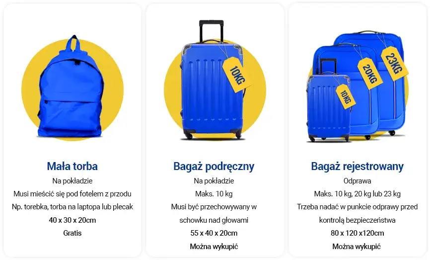 r&oacute;żnice bagaż podręczny rejestrowany grafika