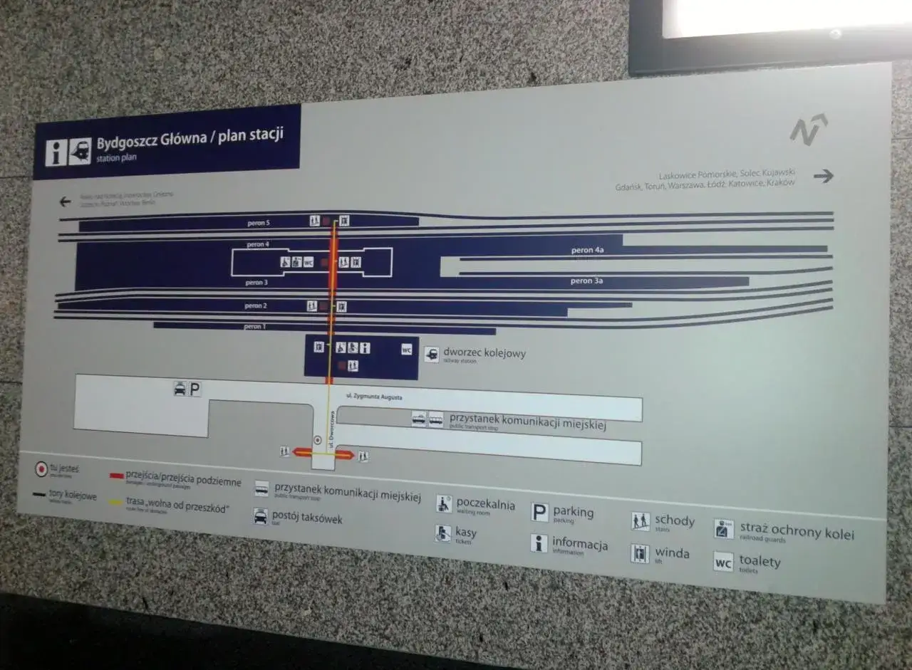 Mapa dworca Bydgoszcz Główna