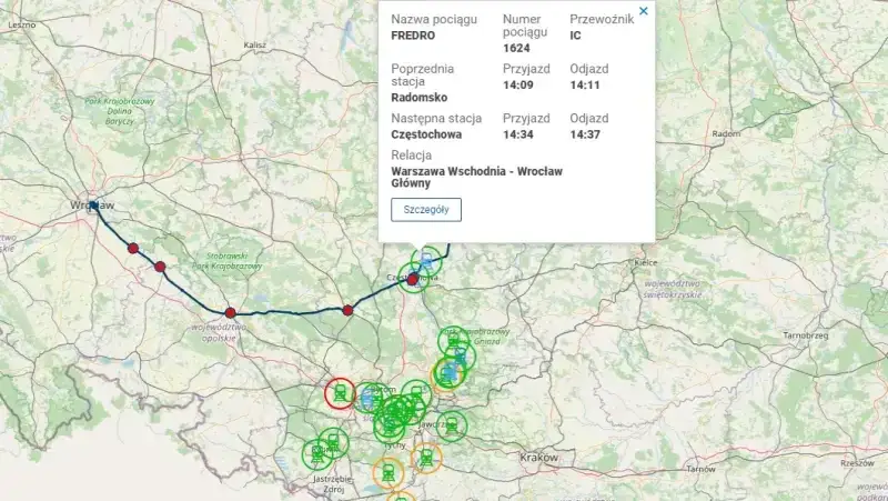 portal pasażera mapa pociągów na żywo