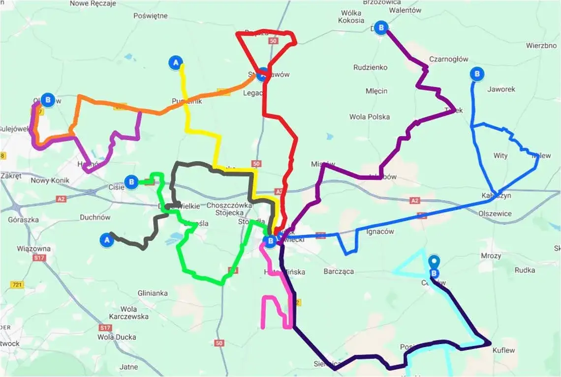 Mapa przystank&oacute;w Wers-Pol Mińsk Mazowiecki